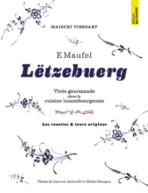 Telle la madeleine de Proust, nous avons déjà tous vécu ce moment qui nous ramène en enfance, que ce soit grâce à une odeur, un arôme ou même le simple fait de cuisiner selon un rituel familial. Cette sensation de familiarité, d’être chez soi s’infiltre dans tout votre être, peu importe votre culture. Et quelle meilleure manière y a-t-il pour propager ce sentiment que par l’odeur d’Eisekuchen fraîchement préparés flottant dans l’air ? « E Maufel Lëtzebuerg », ce n’est pas uniquement quelques 150 recettes traditionnelles luxembourgeoises, de nombreuses astuces et des anecdotes de l’auteure. « E Maufel Lëtzebuerg » représente la pure culture culinaire du Luxembourg. Le « Heemechtgefill », voilà ce que Maischi Tibesart essaye de transmettre à travers cet ouvrage - les souvenirs de son enfance au Méchelshaff, la bonne ambiance des repas familiaux, les histoires derrière ses recettes. Son savoir-faire, elle ne veut pas le léguer uniquement à ses quatre filles, mais surtout à tous ceux et celles qui savent se passionner pour la cuisine luxembourgeoise. …Qui n’a jamais ressenti comme du baume au coeur en se souvenant d’une odeur particulière de l’enfance au retour de l’école ou en rendant visite le dimanche à sa grand-mère ? Ce livre doit permettre de faire vivre ces souvenirs à coup de dégustations, mais aussi de passer de bons moments autour de la cuisine luxembourgeoise pour que la prochaine génération puisse, elle aussi, en profiter et se créer des souvenirs pour la vie… « E Maufel Lëtzebuerg » est une édition retravaillée et améliorée avec environ 200 photos de Laurent Antonelli et Michel Zavagno. Cet ouvrage est également disponible en langue allemande.