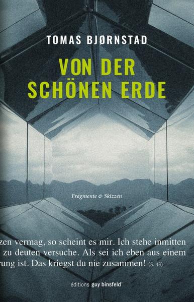 Von der schönen Erde ist bereits das dritte Werk einer ganzen Buchreihe des norwegisch-luxemburgischen Autors Tomas Bjørnstad. Es beschreibt die Sinnentleertheit einer ramponierten Leistungs- und Konsumgesellschaft, die Hinfälligkeit der Gegenwart, aber vor allem die Ungewissheit der Zukunft. Den Hintergrund bildet dabei eine Ortschaft, die sich mit schnellen Schritten zu einer Smart City zu entwickeln droht, und dabei die Menschen, die in ihr leben, orientierungslos zurücklässt. „Ich bin Teil eines Puzzles, das niemand mehr zusammenzusetzen vermag, so scheint es mir. Ich stehe inmitten eines gesellschaftlichen Scherbenhaufens. Lichtfetzen, die ich zu deuten versuche. Als sei ich eben aus einem Traum aufgewacht, der mir nur noch bruchstückhaft in Erinnerung ist. Das kriegst du nie zusammen!“ (S. 43) Tomas Bjørnstad hat in erratischer Schreibweise ein Spiel entworfen, bei dem Philosophie und Trivialliteratur, Drehbuch und Werbung, Daten, Zitate und Poesie, Wahnwitz, skurriler Humor und Groteske aufeinanderprallen und/oder (je nach Leser) sich zu einem literarischen Gebilde unterschiedlichster Erzählungen verknüpfen.