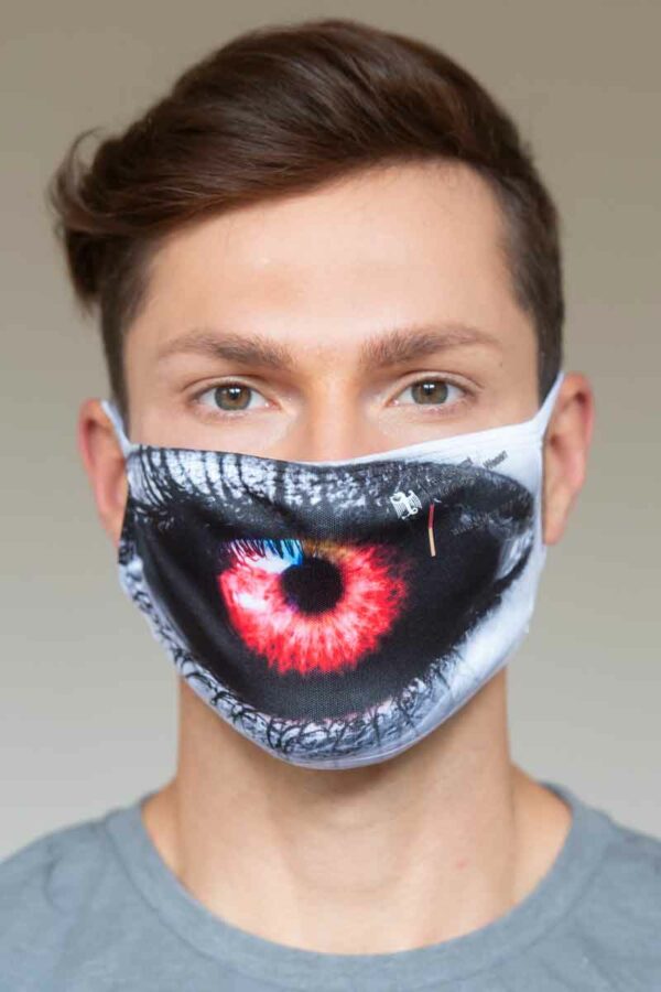 Bundeslurch-Alltags-Maske "Das Amt im Auge" mit Webadresse des Bundesamtes für magische Wesen in drei verschiedenen Größen.