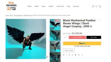 Wird der Bundeshaushalt 2025 durch die Anschaffung der Black Mechanical Feather Raven Wings übermässig belastet? (Screenshot: etereshop.com)