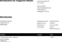 Seit dem 1.1.2025 laufen alle Rechnungen unseres Onlinebuchshops mit der Rechnungsnummer FCKAFD 2025 XX, hier eine Musterrechnung. Wir wollen ein AfD Verbot.