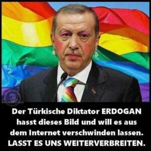 Padischah-Imperator Recep Tayyep Erdogan, der Schatten Allahs auf Erden, die Sonne Kurdistans, Garant der Rechte aller LGBTIQ, Beschützer der Pressefreiheit, der Menschenrechte - er, der da wandelt im Lichte von Aufklärung, Toleranz und Demokratie.