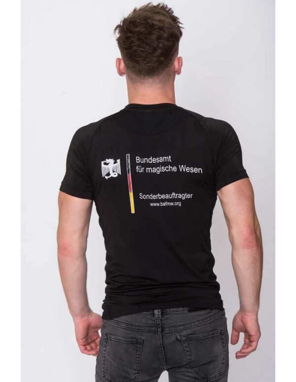 Tombo Men's Slim Fit T-Shirt Sport in Black mit Bundeslurch und Aufdruck Sonderbeauftragter. Kurzarm-Top mit Netz-Einsätzen.